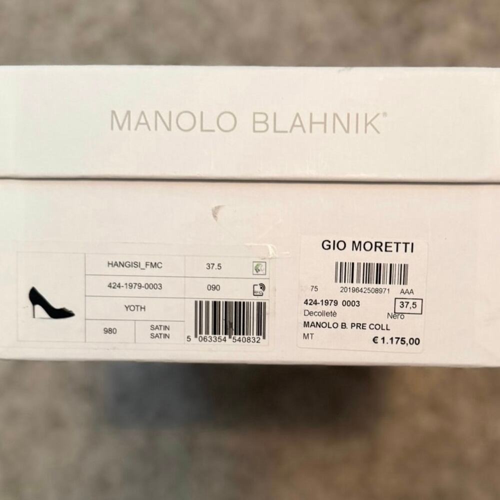 NIB Manolo Blanhnik Hangisi Pump in Black Pleated Satin, size 37.5, heel 90 mm - Picture 12 of 13